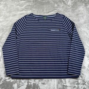 Lauren Ralph Lauren LRL Shirt Womens XL Blue White Striped Top Zip Pocket Cotton